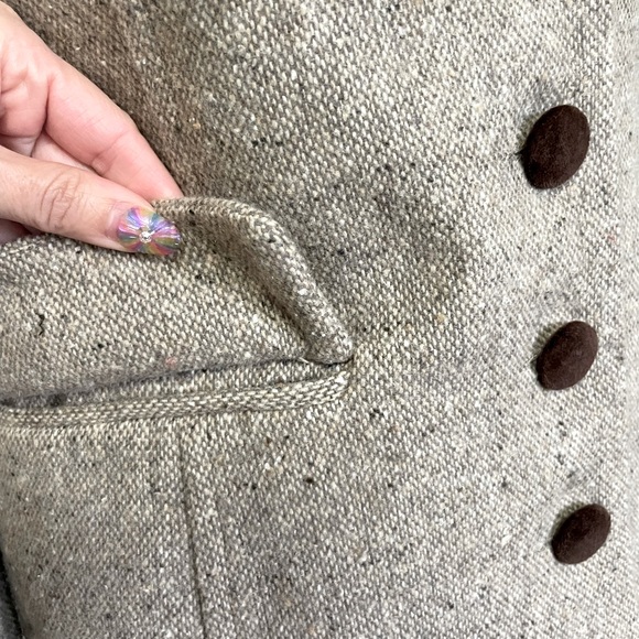 Vintage tweed and velvet wool blazer coat 4 S/M - Picture 5 of 10